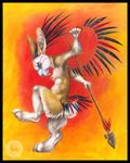  dancing lagomorph male nude polearm rabbit sabretoothed_ermine solo spear tribal 