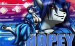  abs anthro biceps big_breasts blue blue_fur blue_hair breasts butt canine cylnx female fur hair hopey long_hair mammal muscles muscular_female pose red_eyes solo standing tail wolf 