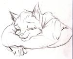  black_and_white canine eyes_closed greyscale male mammal monochrome mysticalpha pencils pillow solo wolf 