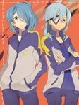  bad_id bad_pixiv_id blue_hair eyepatch grey_hair hair_over_one_eye inazuma_eleven inazuma_eleven_(series) jacket kazemaru_ichirouta long_hair male_focus mota_(extpil) multiple_boys ponytail sakuma_jirou track_suit 