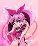  ;) ayuhara bad_id bad_pixiv_id beamed_eighth_notes blue_eyes blush bow braid brooch choker cure_melody eighth_note eyelashes flat_sign hair_ribbon hairband heart houjou_hibiki jewelry long_hair magical_girl midriff musical_note navel one_eye_closed pink_bow pink_choker pink_hair precure quarter_note ribbon sixteenth_note smile solo suite_precure treble_clef 