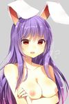  animal_ears bad_id bad_pixiv_id banned_artist breast_hold breasts bunny_ears collarbone long_hair medium_breasts nail_polish nipples nude purple_hair red_eyes reisen_udongein_inaba shy solo teardrop touhou tsukiriran upper_body 