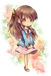  asahina_mikuru blazer blouse brown_eyes brown_hair chibi dress jacket long_hair open_toe_shoes shoes solo suzumiya_haruhi_no_yuuutsu tachiuo_(arines) 