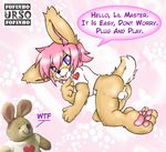  &hearts; anus balls bear lagomorph male pink_hair plushie purple_eyes rabbit ursofofinho 
