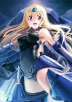  :d blonde_hair blue_eyes blue_tears_(infinite_stratos) bodysuit cecilia_alcott curly_hair drill_hair hairband hokuto_shinken infinite_stratos leotard long_hair mecha_musume open_mouth pilot_suit smile solo 