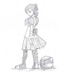  1girl bioshock bioshock_2 boots child helmet little_sister little_sister_(bioshock) monochrome pixiv_thumbnail resized 