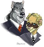  bust canine caricature couple furrified glasses kabuki_homewood magician male necktie penn penn_and_teller suit teller weasel wolf 