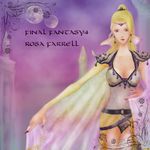  blonde_hair breasts cape earrings female final_fantasy final_fantasy_iv gradient gradient_background hair_bun jewelry leotard lipstick long_hair makeup nail_polish outdoors purple_eyes rosa_farrell shino_(pixiv3045355) shoulder_pads sky solo tiara 