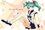  aqua_hair arm_support blue_eyes blush bow bug butterfly char's_counterattack gundam insect kneehighs machinosuke mary_janes open_mouth panties pantyshot pantyshot_(sitting) quess_paraya shoes sitting skirt smile socks solo twintails underwear uneven_twintails 