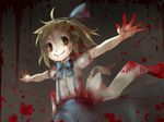  alice_margatroid alice_margatroid_(pc-98) blonde_hair blood blue_hairband crazy_eyes fred04142 grin hairband horror_(theme) outstretched_arms smile solo spread_arms touhou touhou_(pc-98) yandere yellow_eyes 