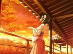  black_hair game_cg japanese_clothes kimono kitto_todoku_sumiwataru_asairo_yori_mo red_eyes short_hair sunset waka yasuyuki 