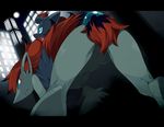  all_fours blue_eyes breasts city female invalid_tag male mane moon nintendo pok&#233;mon pok&eacute;mon under under_boob video_games zoroark zorua 