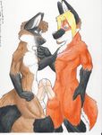  blue_eyes canine couple cum fox frottage gay male nude penis raccoon rjwootang scar sheath tail unknown_artist 