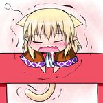  animal_ears cat_ears cat_tail chibi hoshizuki_(seigetsu) kemonomimi_mode mizuhashi_parsee puru-see saliva scarf solo tail touhou trembling 