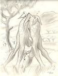  &hearts; 2009 alessio_scalerandi anus avian bird female feral from_behind giraffe grazing outside pussy sketch solo tree 