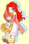  belt coat gloves hat headband hug hugging long_hair pants red_hair seles_wilder shoes short_hair skirt tales_of_(series) tales_of_symphonia zelos_wilder 