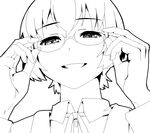  adjusting_eyewear bad_id bad_pixiv_id glasses greyscale kishi_kaisei lineart monochrome ore_no_imouto_ga_konna_ni_kawaii_wake_ga_nai school_uniform short_hair tamura_manami 