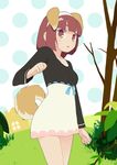  canine dog dog_ears doggirl dress female hair mammal red_eyes red_hair solo tail unknown_artist 