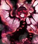  acryl animal_ears dress feathers hat highres large_wings lens_flare mystia_lorelei red_eyes red_hair short_hair solo touhou wings 
