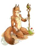  2008 annoying_watermark canine flower fox katie_hofgard male nude polearm solo staff wolf_nymph 