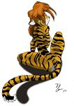  1999 back feline female green_eyes nude pilot_(artist) slender solo tiger wide_hips 