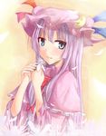  flower hat holding long_hair patchouli_knowledge petals ram_hachimin solo touhou upper_body 