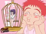  asagiri_junko birdcage blush cage desert_punk minigirl size_difference sunabouzu sunabozu 