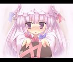  bad_id bad_pixiv_id blush chocolate chocolate_heart gift hat heart highres holding holding_gift incoming_gift long_hair patchouli_knowledge pilky purple_eyes purple_hair ribbon solo touhou valentine 