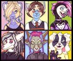  avian blonde_hair blue_eyes brown_eyes brown_hair canine cat cleavage dog dreadlocks ear_piercing feline female glasses green_eyes hair hair_over_eye holly_massey lipstick long_hair looking_at_viewer male penguin piercing pink_hair pupcake scarab shirt short_hair siamese smile tie twiggish wink 