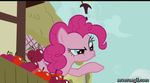  apple backwards butt cute eating equine female feral flash friendship_is_magic fruit fur hair horse humor humour mammal my_little_pony pink pink_body pink_fur pink_hair pinkie_pie_(mlp) pony silly solo stare unknown_artist 
