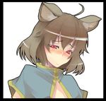  ahoge animal_ears bad_id bad_pixiv_id blush capelet downcast_eyes face green_hair kurokuro lowres mouse_ears nazrin portrait red_eyes solo squinting touhou 