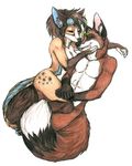  canine cass couple female fox goggles hug kitsune male multiple_tails nude speed_(artist) straight tail 