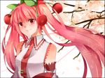  bad_id bad_pixiv_id cherry detached_sleeves food fruit hatsune_miku long_hair necktie red_eyes red_hair sakura_miku smile solo twintails ushiromiya0715 vocaloid 