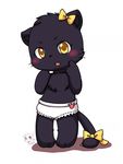  bow cub cute feline female huiro mammal panther panties plain_background solo underwear white_background young 