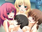  blonde_hair blue_eyes breasts brown_hair futsu_janai game_cg green_eyes himesawa_sayaka natsukawa_akane nipples red_eyes red_hair sakurazaki_kotoko 