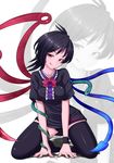  :q absurdres asymmetrical_wings black_hair black_legwear black_panties highres houjuu_nue jpeg_artifacts kneeling lace lace-trimmed_panties licking_lips naughty_face nikka_(cryptomeria) panties red_eyes short_hair snake solo thighhighs tongue tongue_out touhou underwear wings zoom_layer 