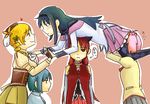  akemi_homura bad_id bad_pixiv_id blonde_hair blue_hair drill_hair kaname_madoka kyubey long_hair magical_girl mahou_shoujo_madoka_magica miki_sayaka multiple_girls pantyhose pink_eyes pink_hair ponytail red_eyes red_hair sakura_kyouko school_uniform short_hair short_twintails tknn0403 tomoe_mami translation_request twintails 