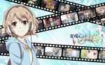  brown_eyes film_strip flower hanasaku_iroha headphones highres hood hooded_jacket jacket matsumae_ohana short_hair smile wallpaper 