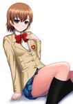  blazer brown_hair hair_ornament hairpin jacket jewelry misaka_imouto misaka_imouto_10032 natsuzakura_yuuki necklace plaid plaid_skirt school_uniform skirt solo to_aru_kagaku_no_railgun to_aru_majutsu_no_index uniform 