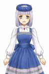  :d arms_at_sides atelier_(series) atelier_lilie atelier_lilie_another_story bangs blouse blue_dress blunt_bangs bob_cut dress flat_chest hat hermina_(atelier) heterochromia jewelry looking_at_viewer official_art open_mouth pendant pleated_skirt sash shirt short_hair silver_eyes silver_hair simple_background skirt smile solo standing turtleneck white_background yamagata_isaemon yellow_eyes 