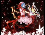  bad_id bad_pixiv_id bat_wings blue_hair closed_eyes hat highres light_smile nail_polish outstretched_arm profile remilia_scarlet rira_fuuka short_hair solo touhou wings 