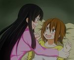  :d akiyama_mio black_hair blush brown_eyes brown_hair hair_down hime_cut k-on! long_hair multiple_girls open_mouth rape_face samuraichamp short_hair smile tainaka_ritsu wrist_grab you_gonna_get_raped yuri 