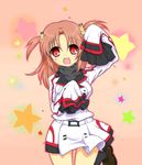  brown_hair infinite_stratos nohotoke_honne open_mouth oversized_clothes red_eyes short_twintails sleeves_past_wrists smile solo twintails uniform 
