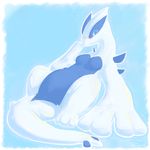  blue blue_eyes blue_theme blush fabuchs female feral legendary_pok&#233;mon lugia nintendo pok&#233;mon pok&eacute;mon solo video_games white white_body 