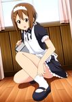  bad_id bad_pixiv_id brown_eyes brown_hair clipboard hirasawa_yui k-on! maid mary_janes mousou_(mousou_temporary) official_style ponytail shoes short_hair solo waitress 