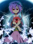  frown hairband heart highres holding komeiji_satori leaf lightning marirero_a purple_hair red_eyes short_hair skirt solo third_eye touhou 