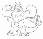  charizard claws danandnite dragon fangs grin horns looking_at_viewer male muscles pok&eacute;mon presenting reptile scalie sketch solo standing tail thong wings 