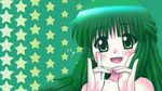  1girl :d awa blush green_eyes green_hair hidamari_sketch lowres open_mouth smile star yoshinoya 