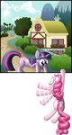  breaking_the_fourth_wall broken_4th_wall cgeta cutie_mark duo equine falling female feral friendship_is_magic fur help horn horse mammal my_little_pony pair pink_fur pinkie_pie_(mlp) plain_background pony transparent_background twilight_sparkle_(mlp) unicorn 