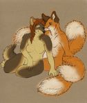  2011 breasts canine eyes_closed female fox kipcha male multiple_tails nude straight tail 